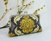 Granite Damask KissLock Clutch