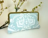 Powder Blue Damask KissLock Clutch