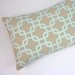 Designer Lumbar Pillow Cover in Gotcha Powder Blue - 12x18 inch (Light Aqua Chain Link on Gray/ Taupe)