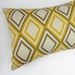 Designer Lumbar Pillow Cover in Annie Yellow/Kelp - 12x18 inch (Mustard Yellow and Grey Diamond on Natural Linen)