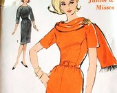 1960s Vintage Advance Sew Easy Printed Pattern 2995, Size 13, Bust 33, Wiggle Dress, Attached Scarf, Uncut, Unused