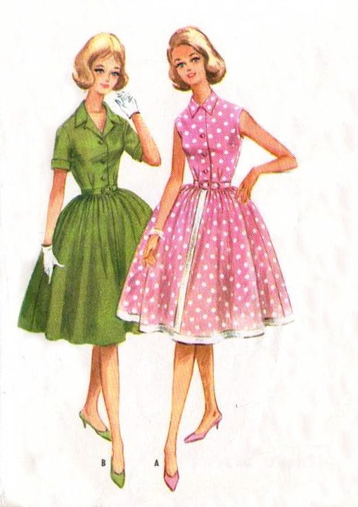 60s McCall's 5453 Bust 34 Rockabilly Shirtwaist Dress Full Skirt Sleeveless Wanda Jackson Patsy Cline Style