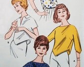 1960s Butterick 9582 Bust 34 Size 14 Cropped Blouse, Handkerchief Hem, Gidget Surf Party