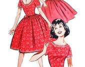 1960s Butterick 9415 Bust 34 Size 14 Dirndl Dress Full Skirt Bateau Neckline Scooped and Buttoned Back