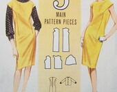 1960s Butterick 3028 Bust 34 Size 14 Quick N Easy Dress, Jumper with Cap Sleeves, Back Buttoned Blouse Cowl Collar