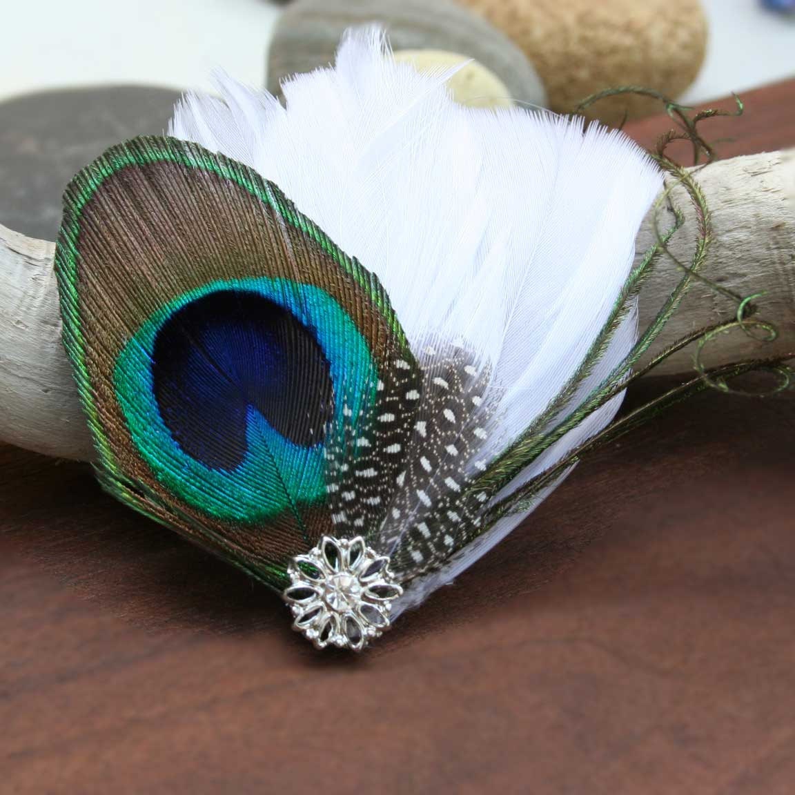 Peacock Bridal fascinator -Feather and crystal fascinator - Old Hollywood Glam