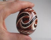 Trypillian Egg, hand painted batik style chicken egg,  Ukrainian Easter egg pysanka