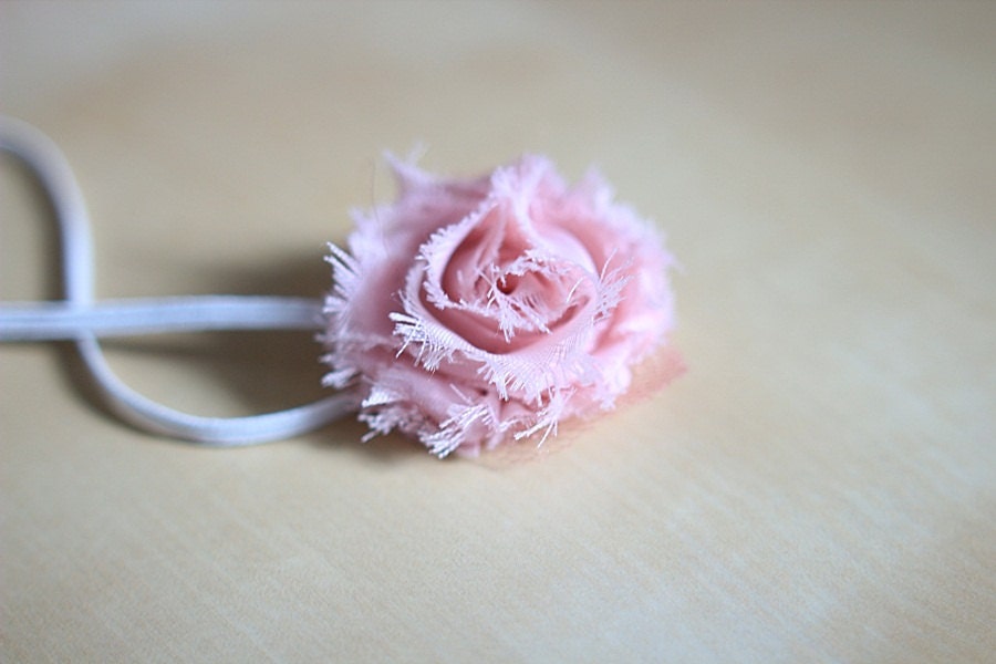 Baby Headband, Vintage Pink Shabby Chic Newborn Headband, Great for Photo Prop
