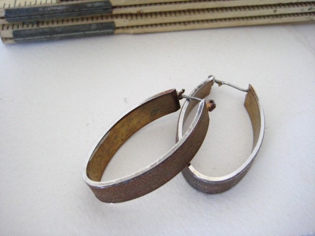 Vintage Brass Oval Hoop Earrings