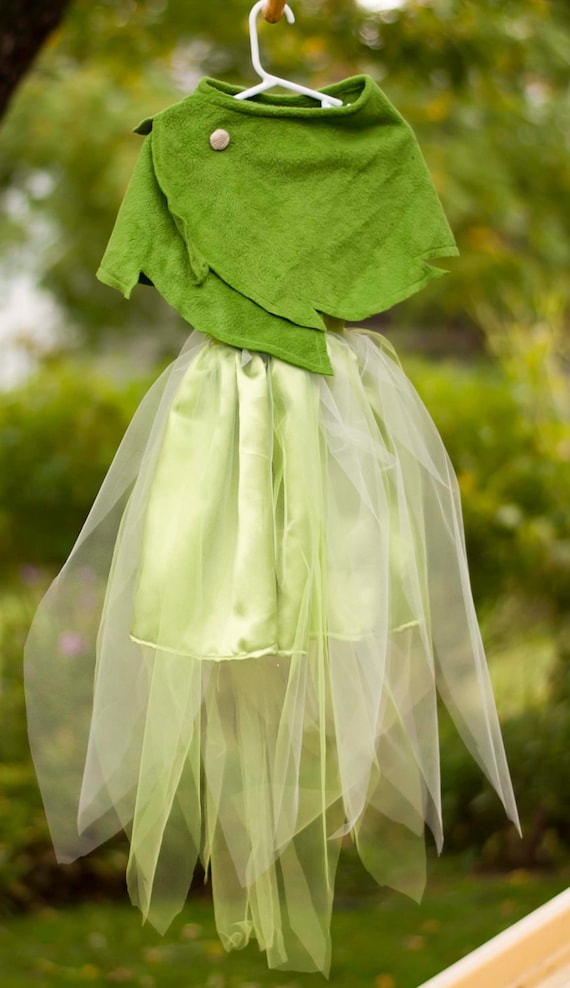 RESERVED Tinkerbell Costume with Leaf Green Wrap for Melissa