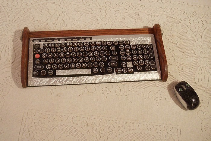 Keyboard Mouse Combo - Antique looking Victorian Styling - Steampunk-Typewriter-Silver Leaf Style-