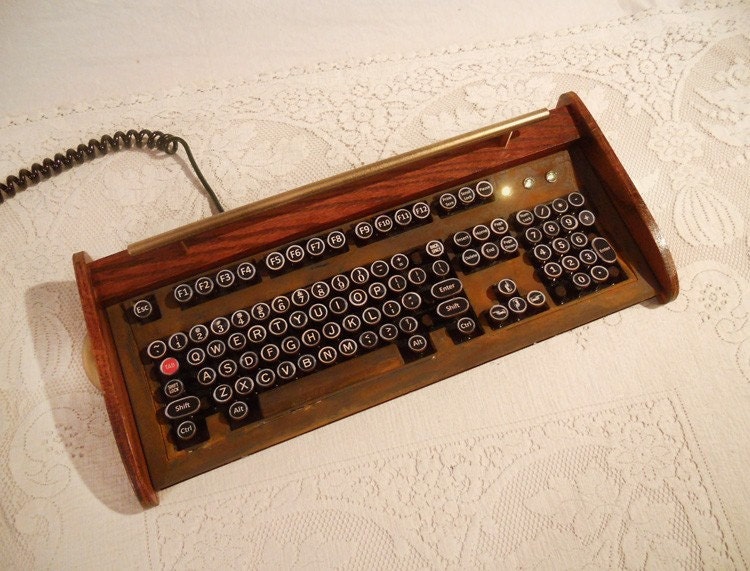 Antique looking -IBM Clicky Keyboard-Victorian Steampunk- Rusty Styling- Typewriter - Recycled, Rebuilt, Custom Built and Restored