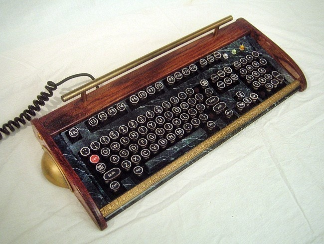 Antique looking -IBM Clicky Keyboard-Victorian Steampunk Styling- Typewriter - Recycled, Rebuilt, Custom Built and Restored