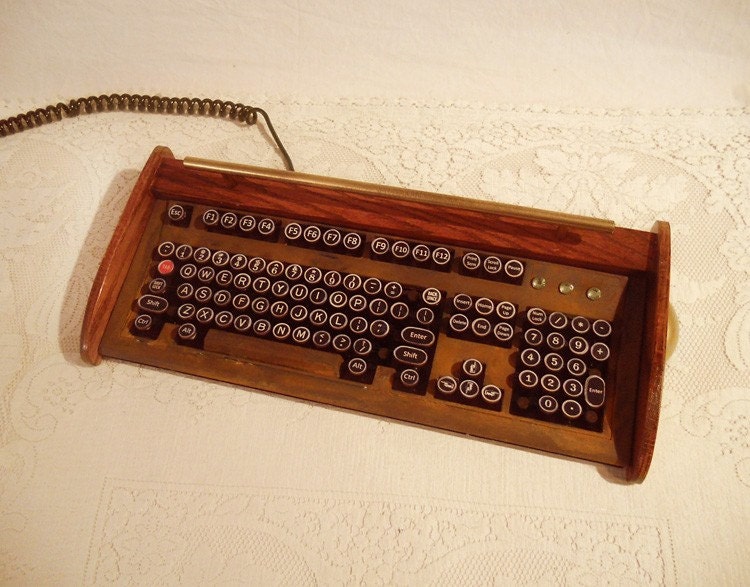 Antique looking -IBM Clicky Keyboard-Victorian Steampunk- Rusty Styling- Typewriter - Recycled, Rebuilt, Custom Built and Restored