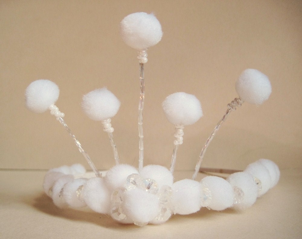 SALES 50% OFF Snowflake winter Princess Tiara - wedding hair accessories - wire wrapped crystal beads - white bride