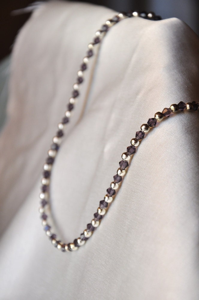 Lilac and silver - simple beaded necklace