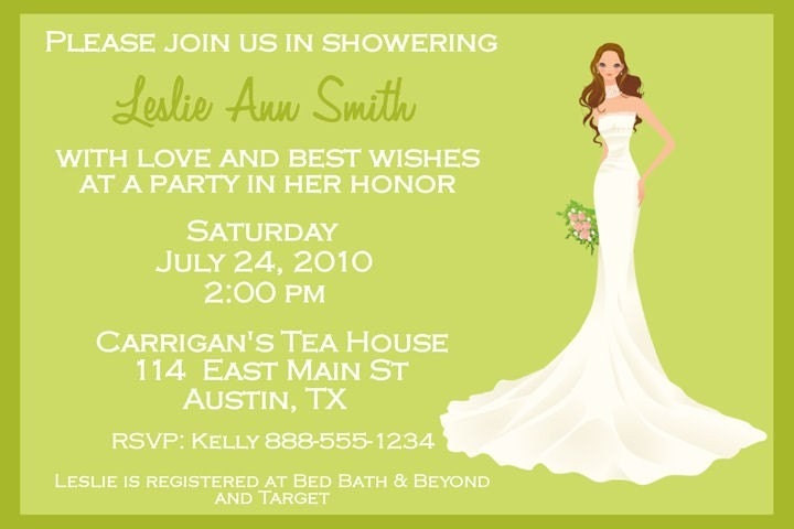 Custom Bridal or Wedding Shower Invitation Card You pick the color Invite YOU PRINT