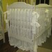 Reserved for Jena-Vintage White Washed Linen Crib Bedding -1" Ruffled Bumpers/Gathered Cribskirt-Ruffled Nursery Throw