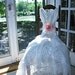 Creamy white brocade wedding dress Vintage lingerie slip over dress Fairytale Romantic Ruffle Bohemian Gypsy Eco chic Small - Medium