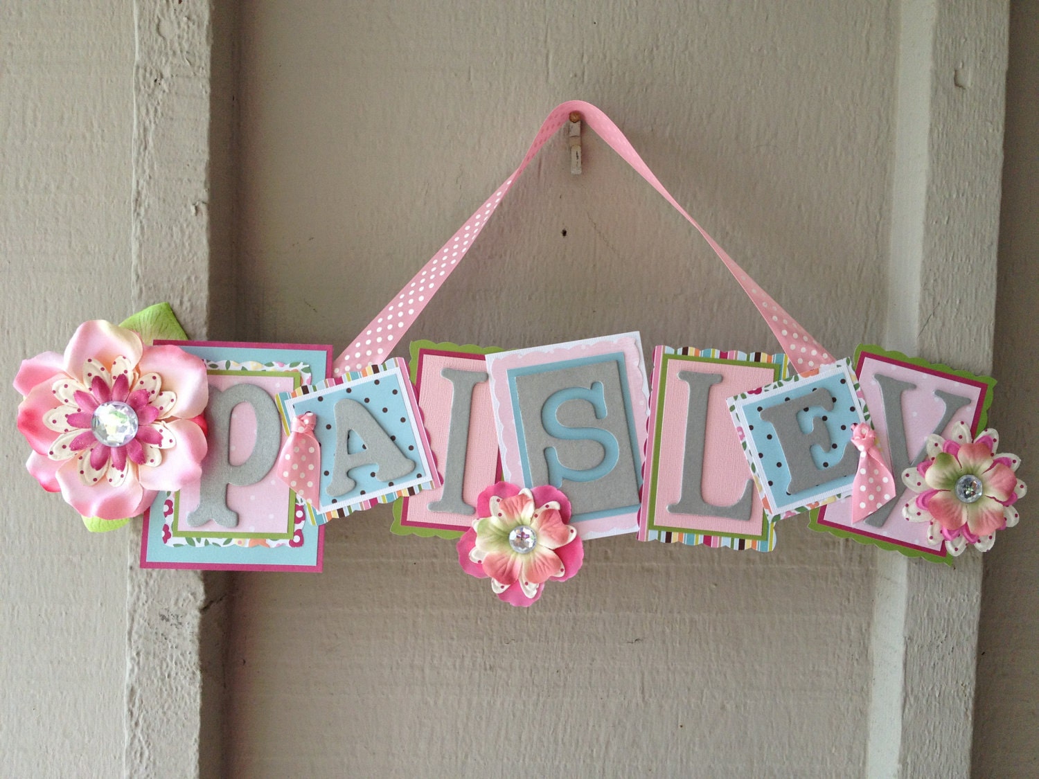 Kid's Name Sign--LIMITED EDITION--Hot Pink, Light Pink, Blue, Green, White, Silver--Personalize--GIRL--Baby--Kid--Nursery Decor--Kid's Room