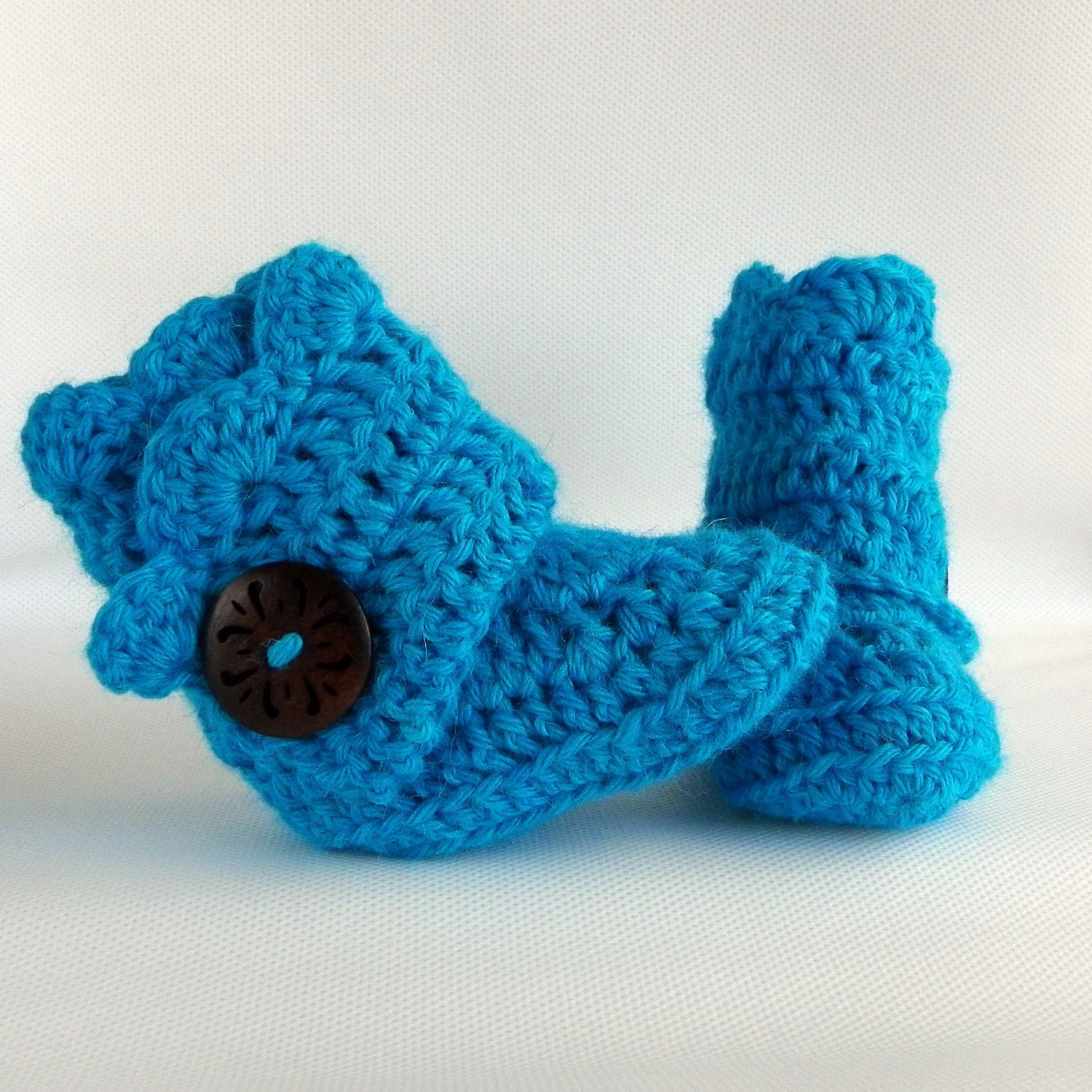 Teal Crochet Shell Wrap Boots- Choose Your Size