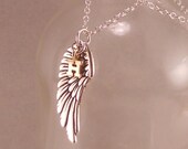 Remembrance Necklace. Memorial Jewelry. Personalized. birthstone. sympathy. infant loss. Sterling silver. initial, angel wing, gold