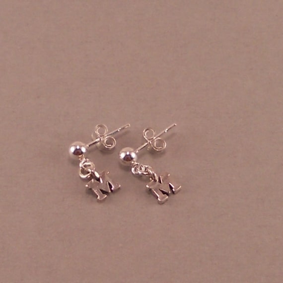  Girls Earrings on Initial Earrings  Little Girls  Post  Sterling Silver  Personalized