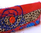 Tri-fold Wallet - Animal print with red and blue