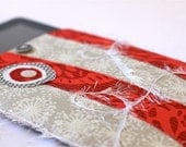Handmade iPad Cover -  Red and Grey