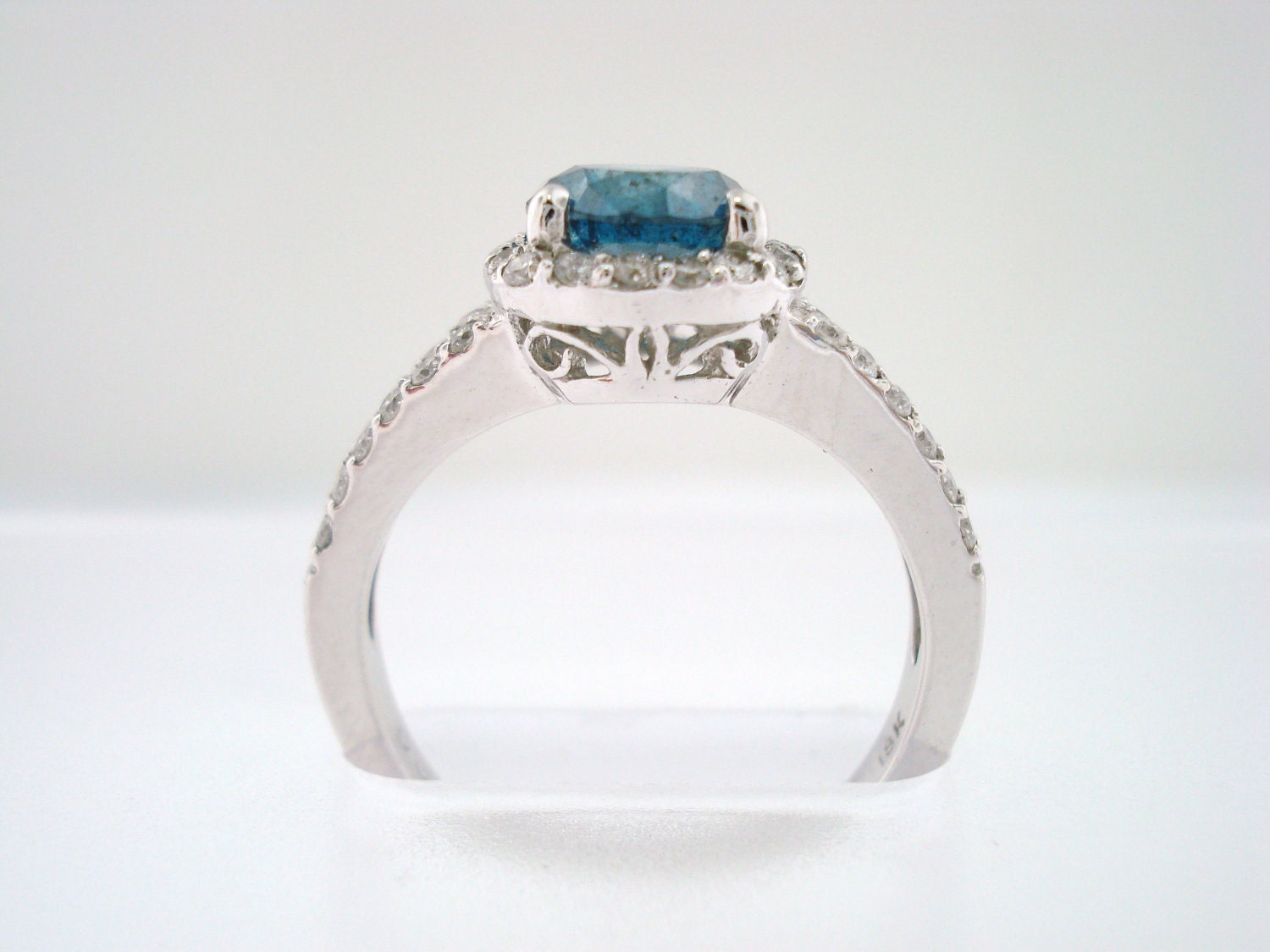 950 Platinum Certificate Blue & White Diamonds Engagement  Ring 1.36 Carat handmade