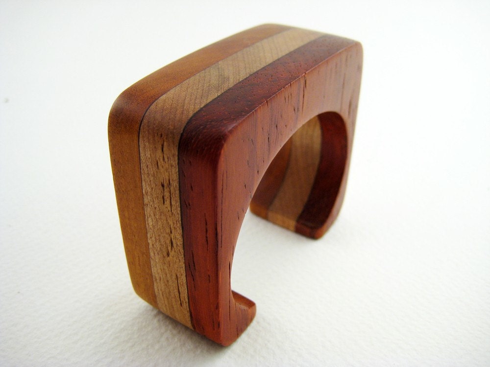 Square Wood Wrist Cuff, Bracelet (No.7)