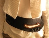 Bone collection leather belt black brown obi high waisted belt corset custom size recycled upcycled canvas lined thick modern rustic goth punk nature