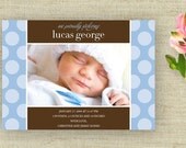 Polka Dots Birth Announcement Printable Custom Personalized (Digital File)