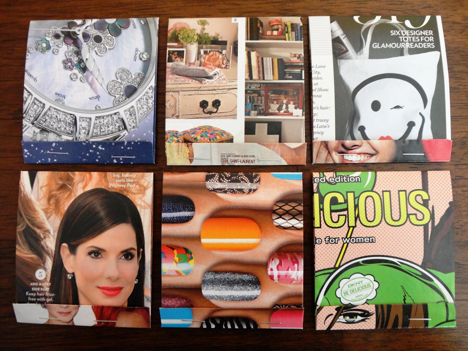 6 Large Upcycled Matchbook Notebooks - Magazine Edition