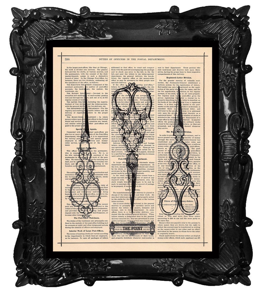 The point SCISSORS Art Print Victorian SCISSORS Collage on antique book page dictionary art print