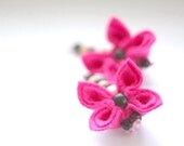 Flamingo, Felt Flower Earrings
