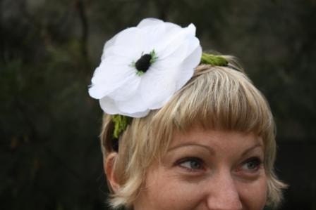 White vintage flower headband