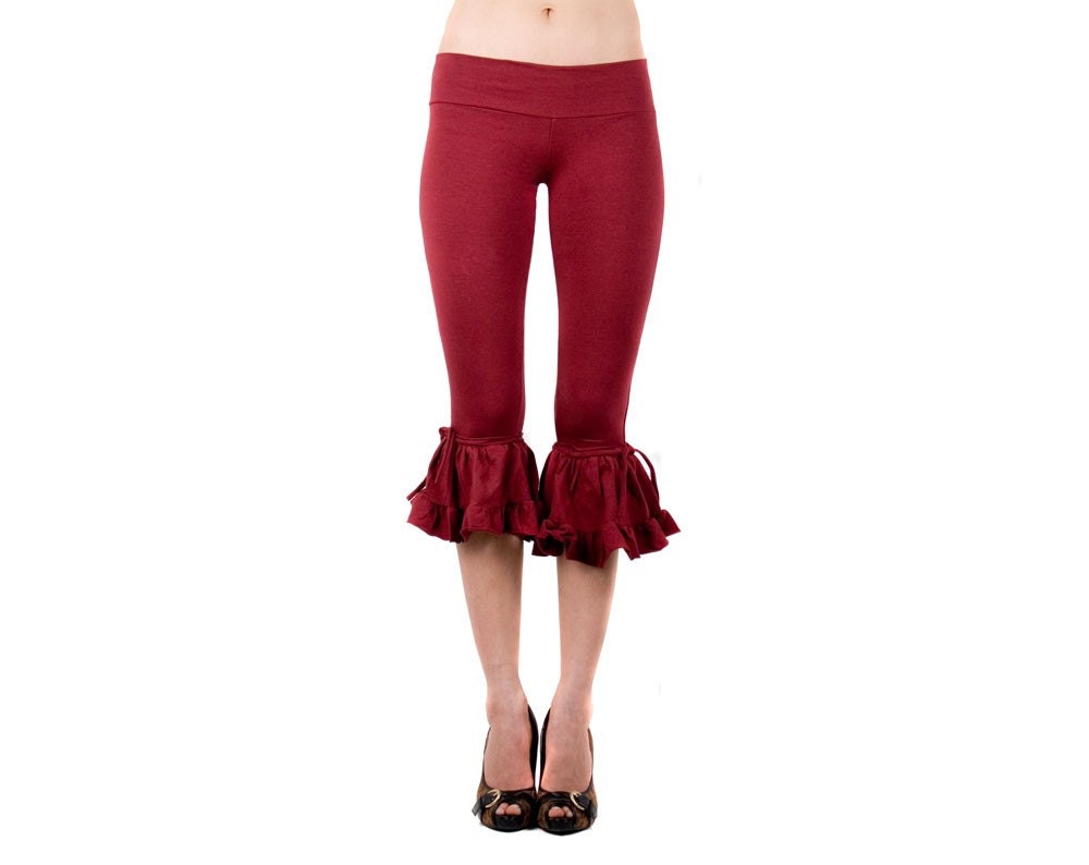 Bloomers - Womens Pants - Red Bloomers - Ruffled Pants - Ruffled Leggings - Organic Cotton Bloomers