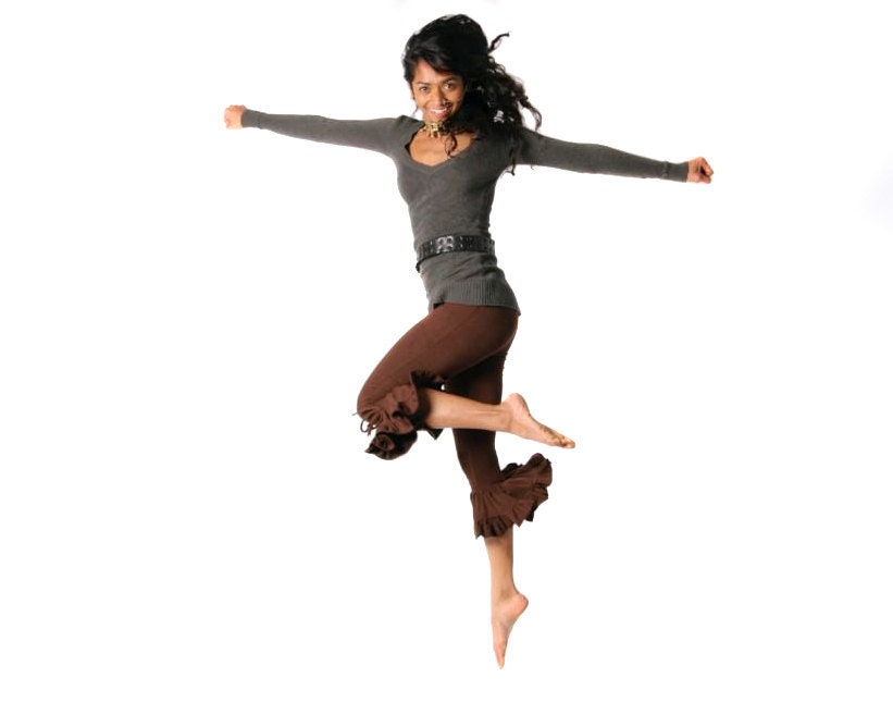 Bloomers - Ruffled Pants - Capri Pants - Organic Cotton Pants - Brown Bloomers
