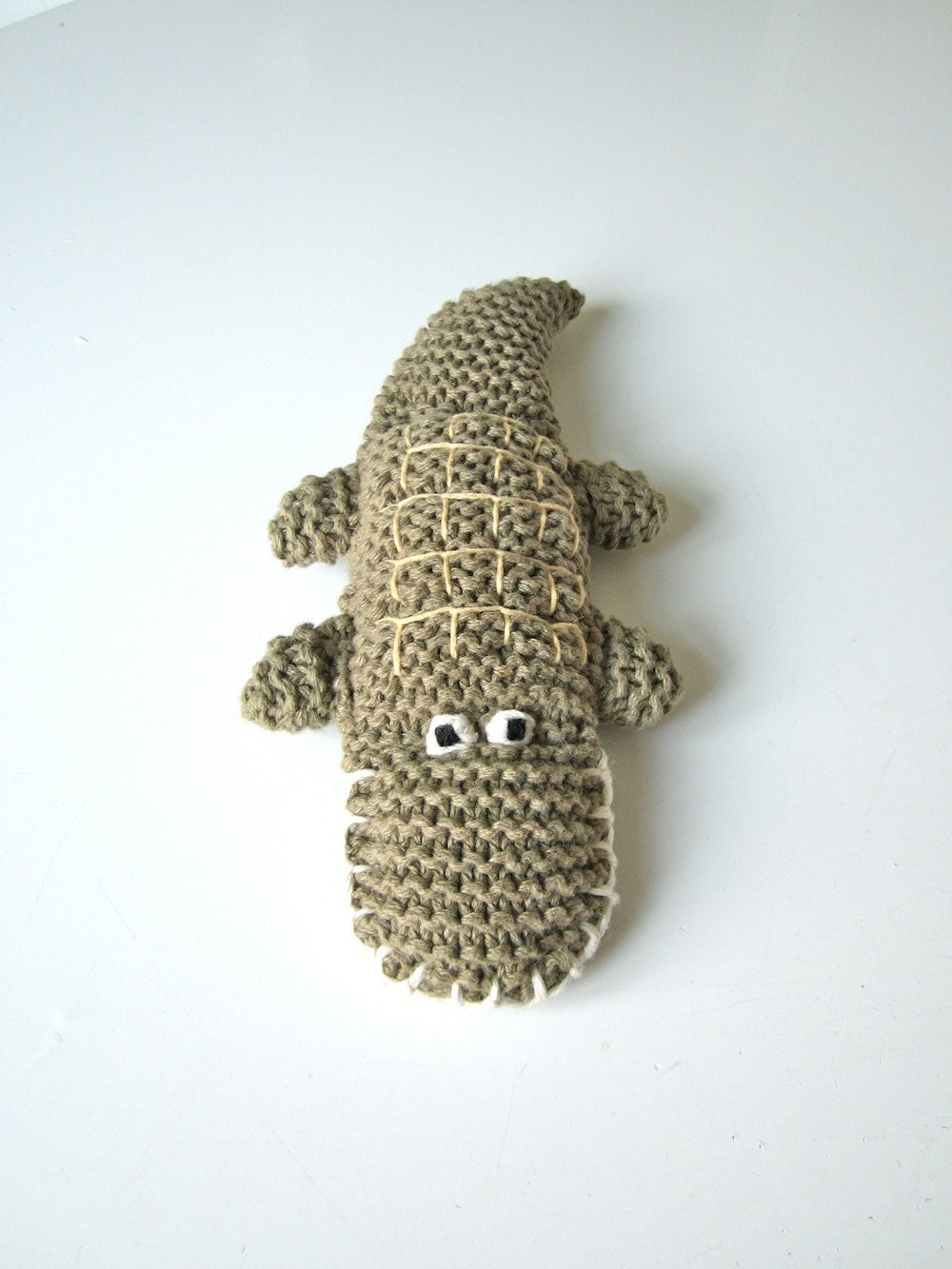 Crocodile, organic cotton knitted crocodile, colorgrown, green, natural, animal, toy, wool, eco friendly, baby gift
