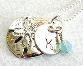 Sand Dollar Necklace - Hand Stamped  Jewelry -  Sterling Silver