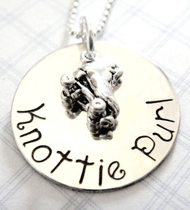 Roller Derby Necklace -  Hand Stamped Jewelry - Personalized - Sterling Silver