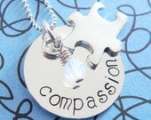 Autism Awareness Necklace - Hand Stamped Jewelry - Sterling Silver - Compassion