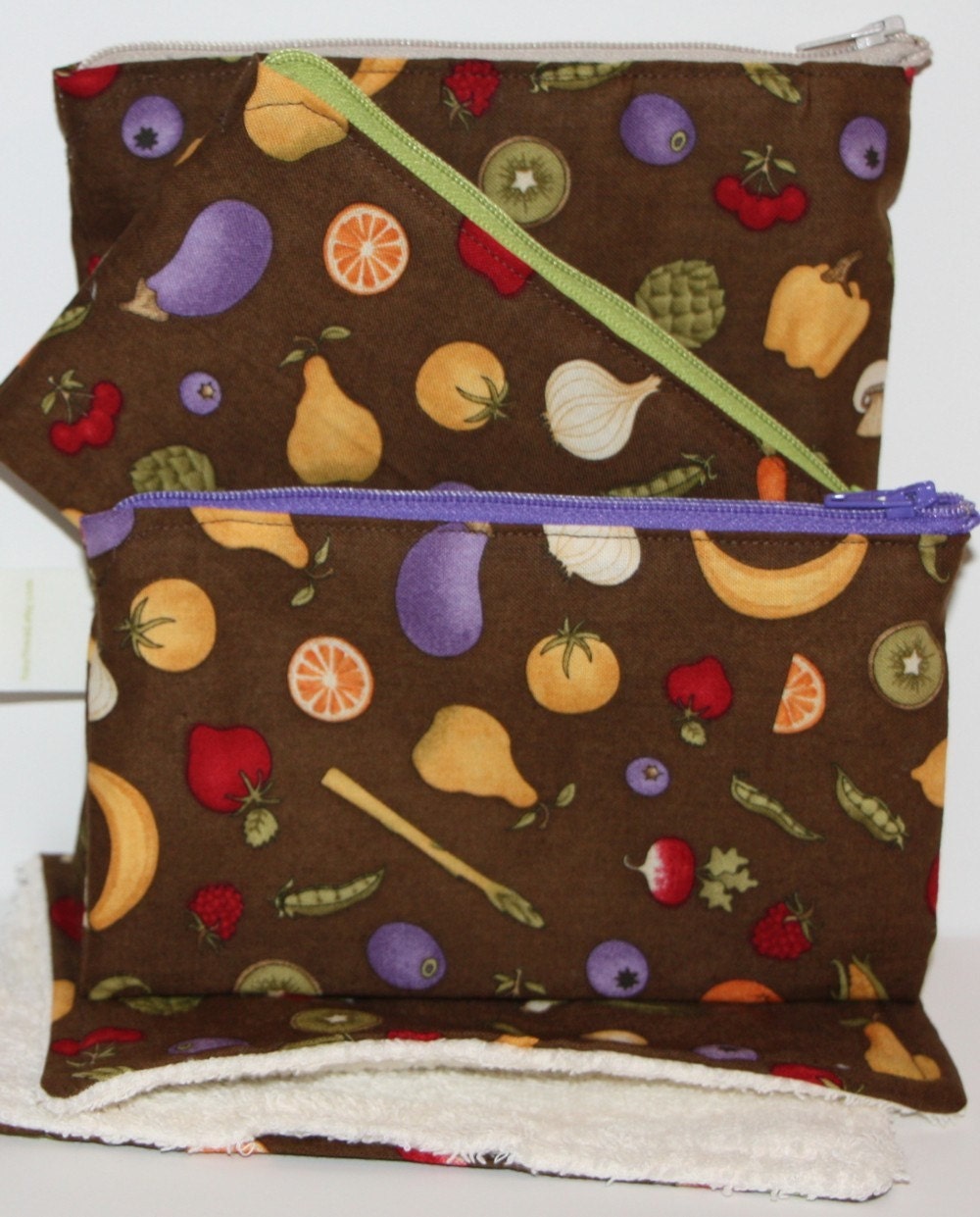 Eco Friendly Reusable Zippered Sandwich and Snack Bags with a Napkin - Farmers Market