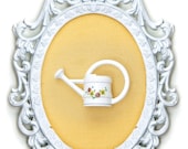 Miniature Watering Can - Victorian Framed Object - Wall Art Decor 4x6 inches