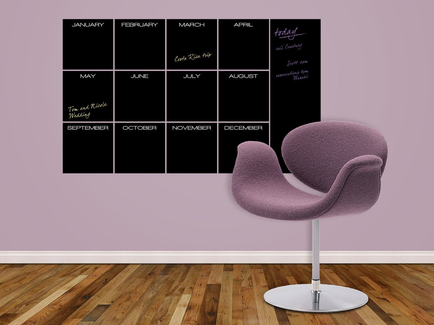 Chalkboard Calendar - XL - Peel and Stick - FREE SHIP
