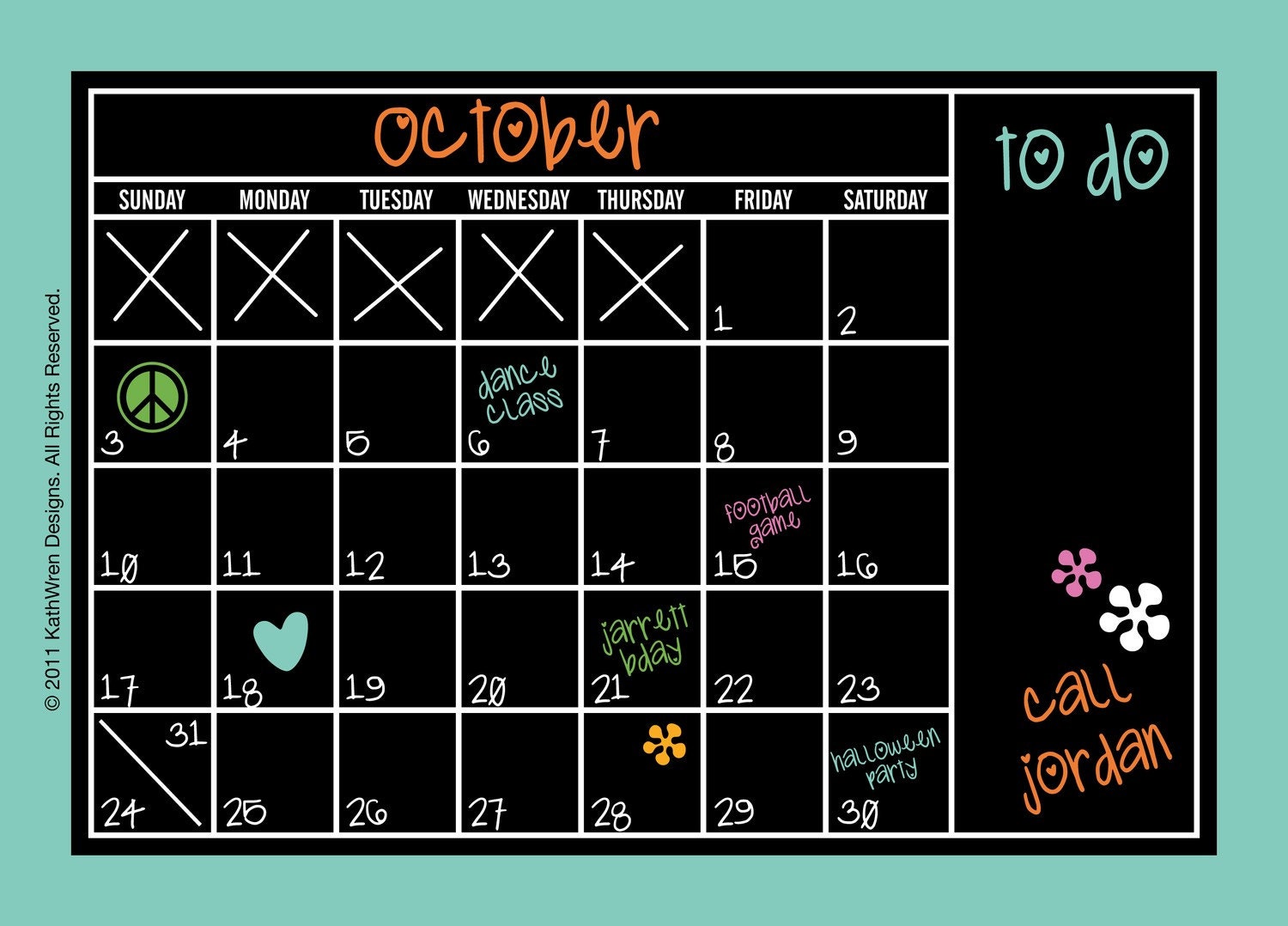 Chalkboard Calendar - Peel and Stick
