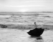 Black and White 5 x 7 Photograph Nautical Umbrella Art - "My Voyage in an Umbrella Across the Sea"- An original signed photo - PenumbraImages