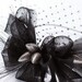 Royal Ascot Hats Black Crinoline Headpiece Handmade Cocktail Hat Fascinator Comb Veil Birdcage Elegance Wear Racing Races