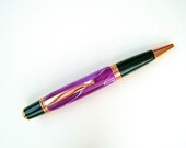 Purple Ballpoint Pen Handmade Acrylic Gold Plate  Refillable